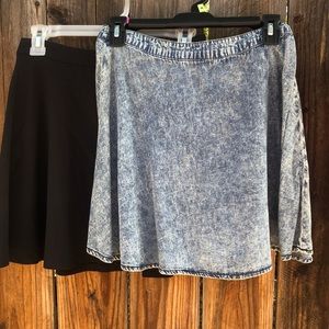 Denim/ black High Waist Skirts